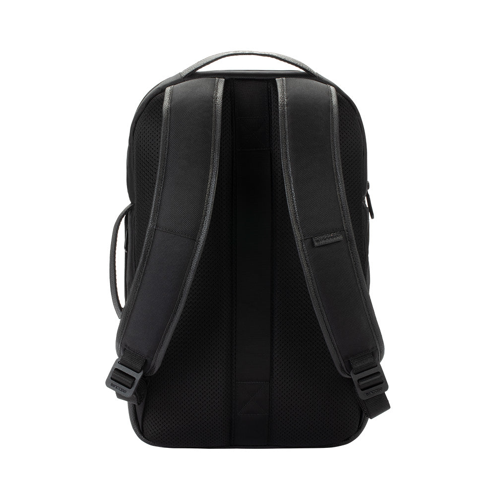 Black | Twill & Leather Backpack - Black